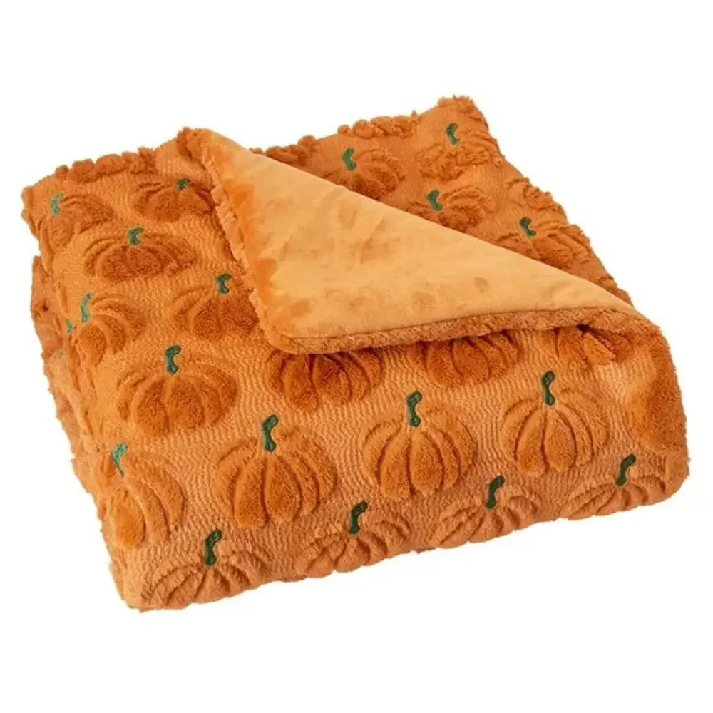 NWT Costco Halloween Faux Fur Throw Blanket Lot of 3 Ghost Cat Pumpkin